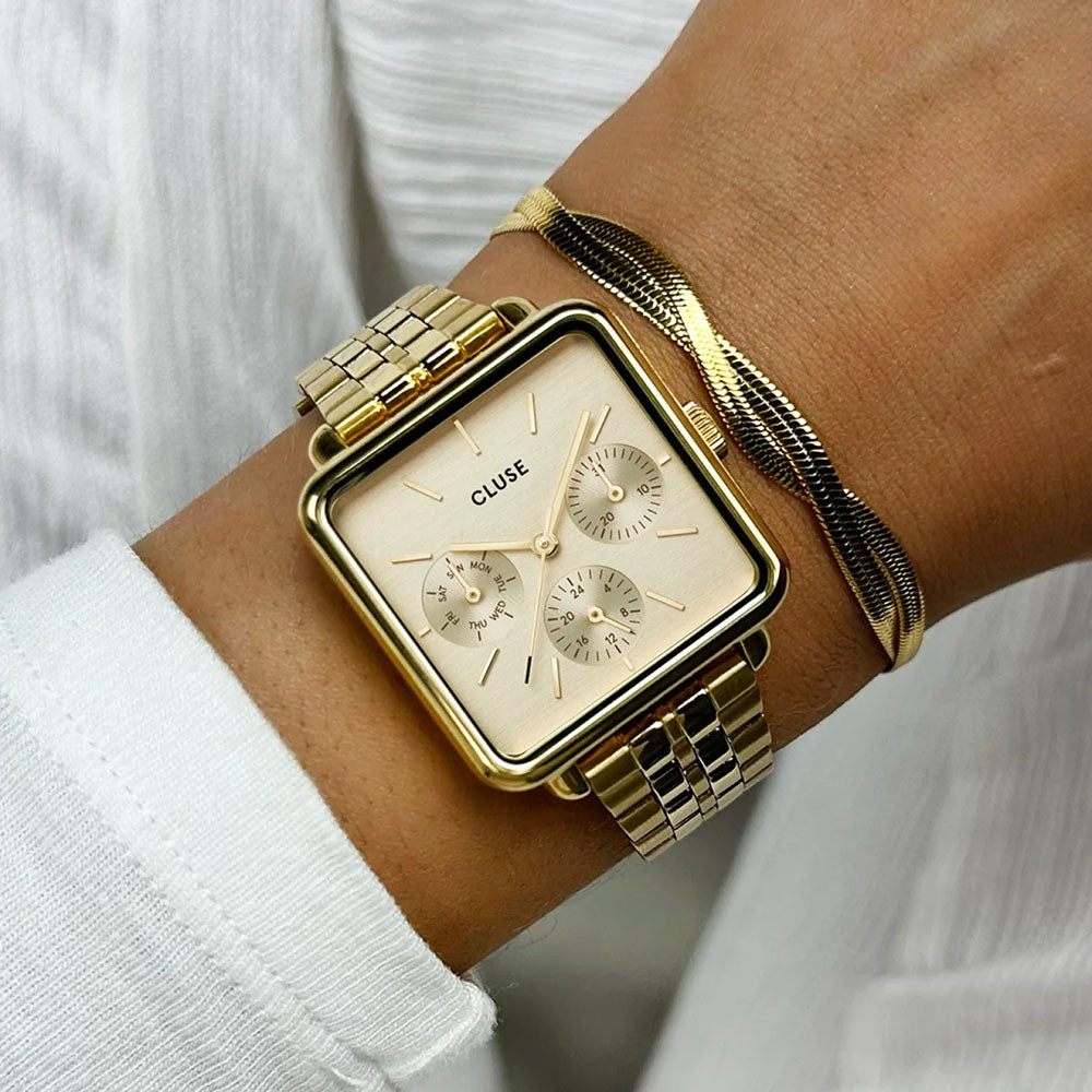 Cluse La Tétragone Multifunction Watch Steel, Full Gold Colour