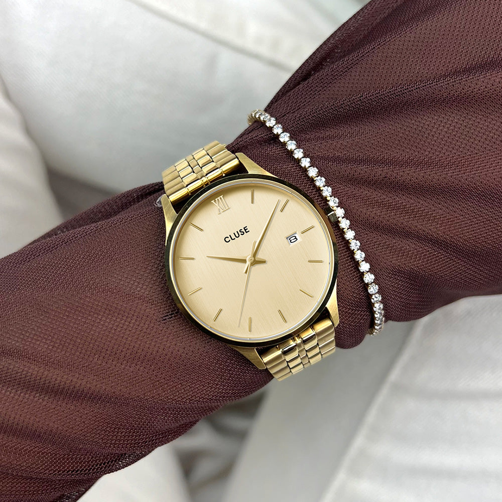 CLUSE Minuit Date Watch Steel Full Gold Colour