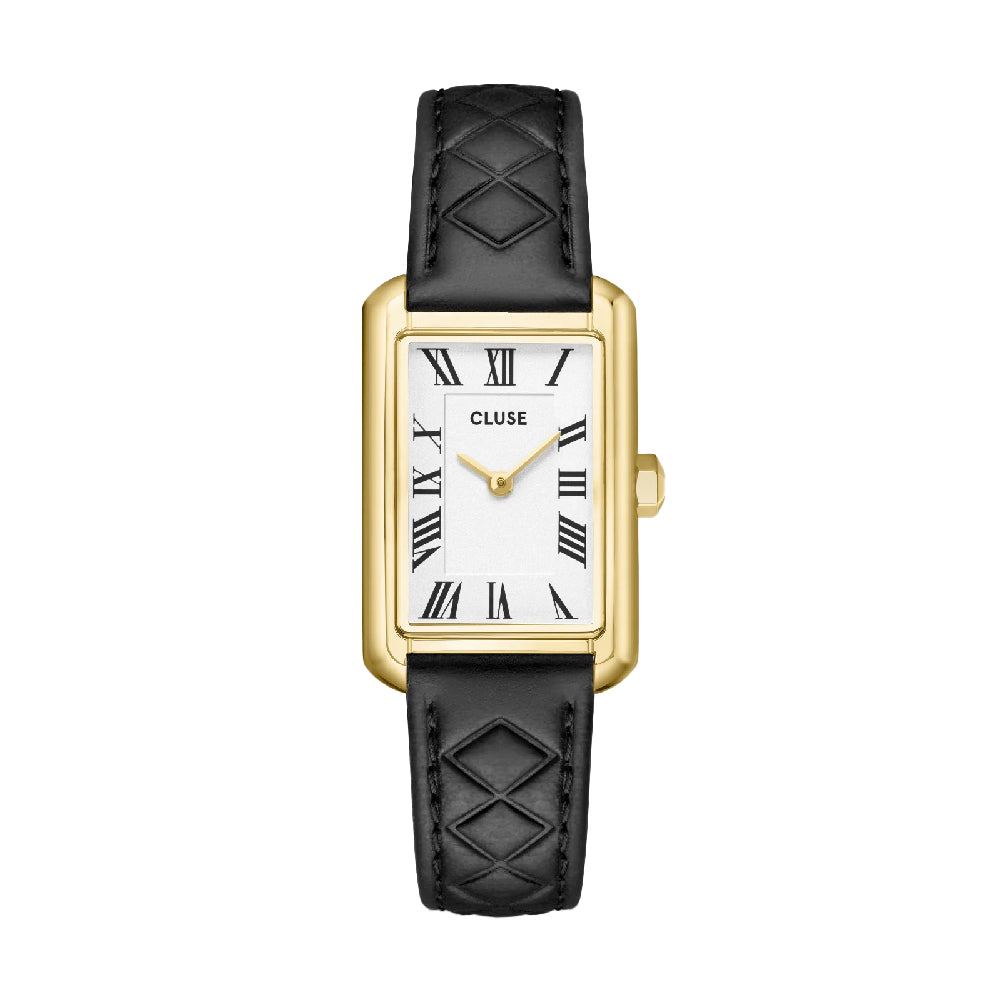 CLUSE Belisenna Watch Leather Black Quilted Gold Colour