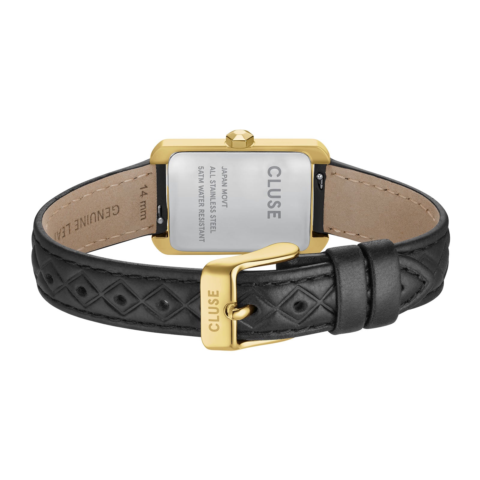 CLUSE Belisenna Watch Leather Black Quilted Gold Colour