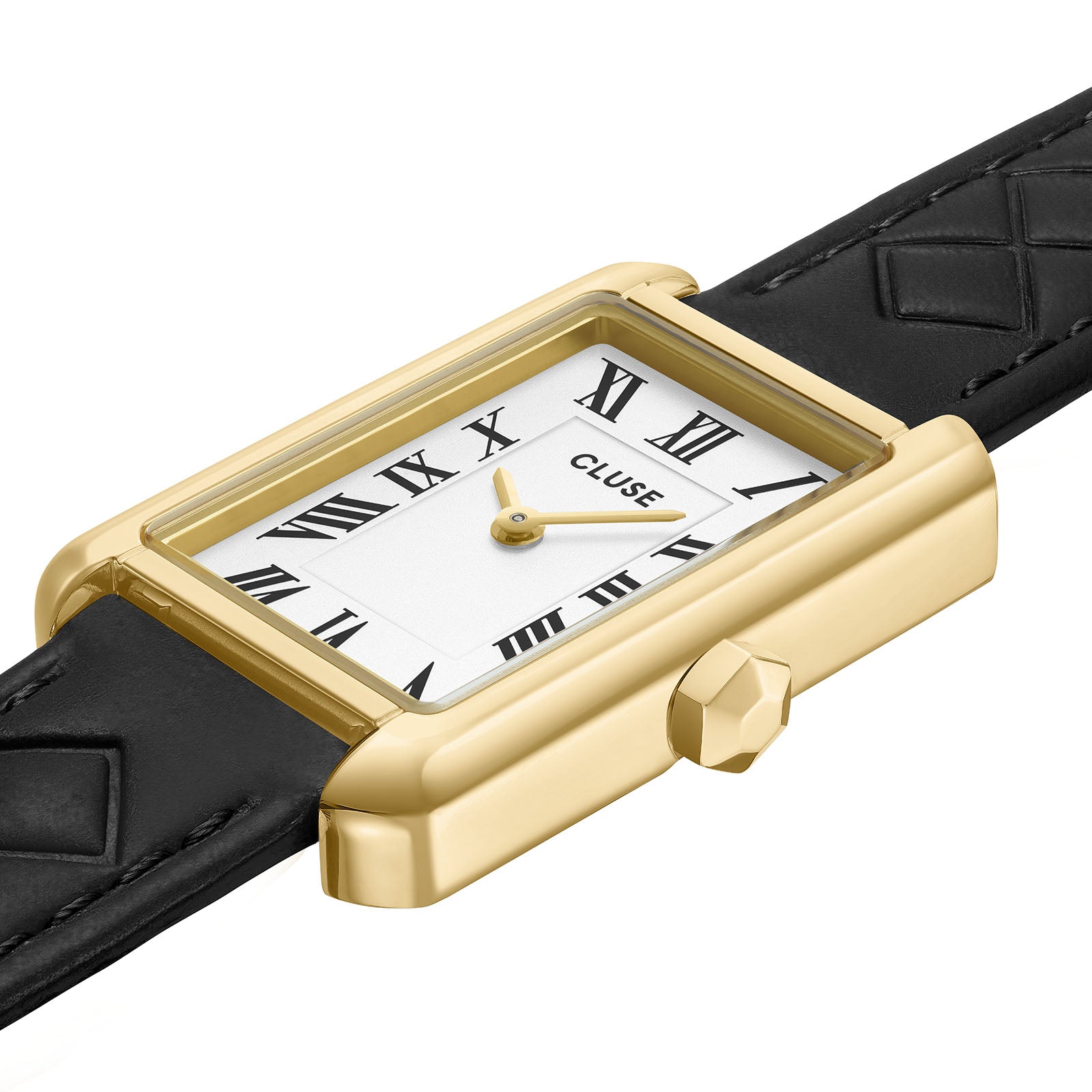 CLUSE Belisenna Watch Leather Black Quilted Gold Colour