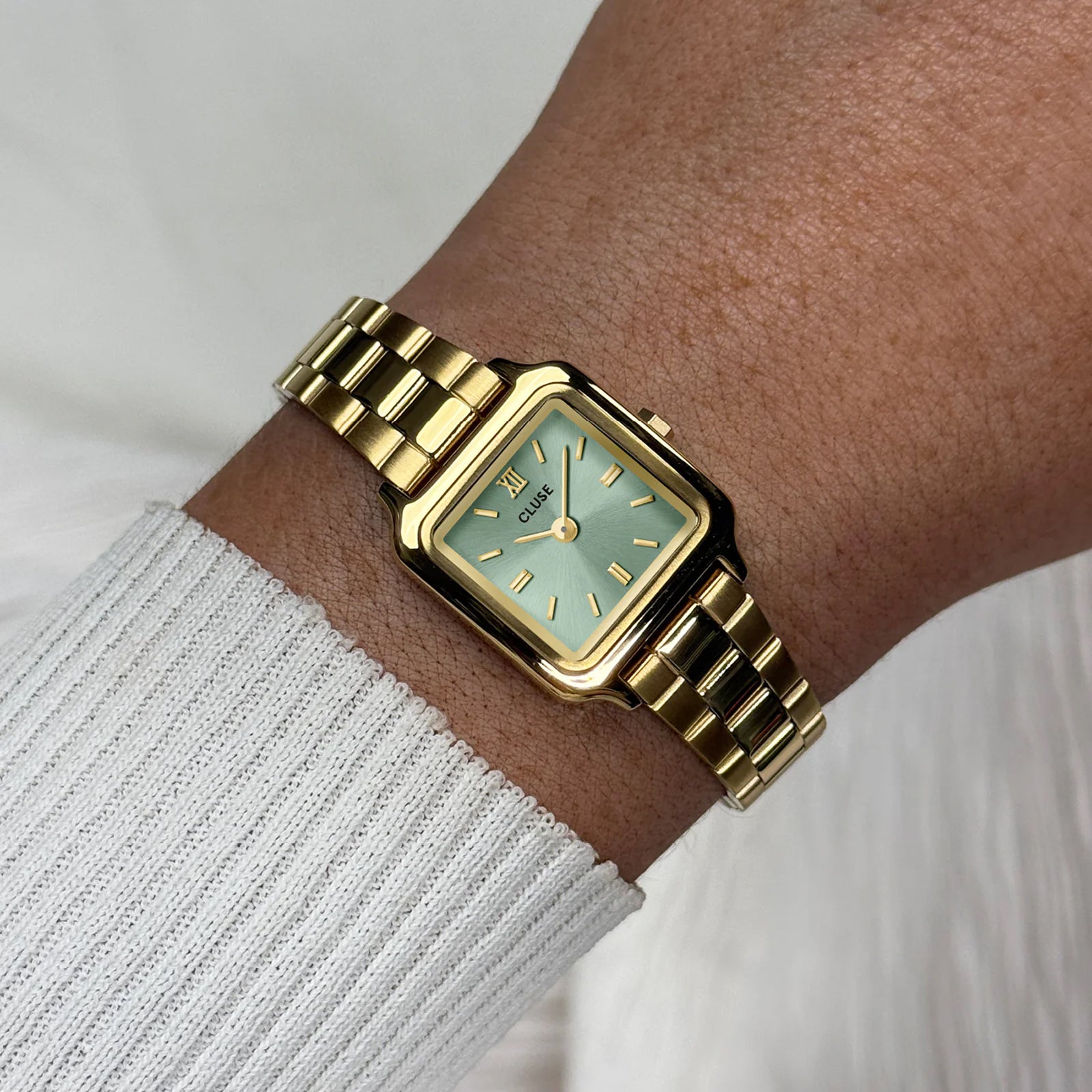 CLUSE Gracieuse Mini Watch Steel, Sage Green, Gold Colour