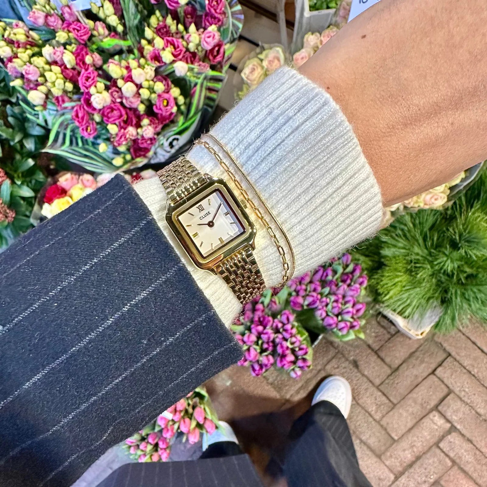 CLUSE Gracieuse Mini Watch Steel, White, Gold Colour