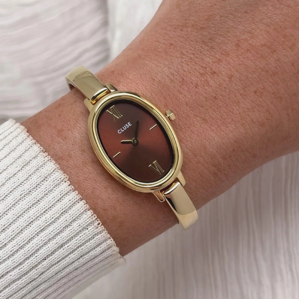 CLUSE L'Ovale Watch Steel, Brown, Gold Colour CW16105