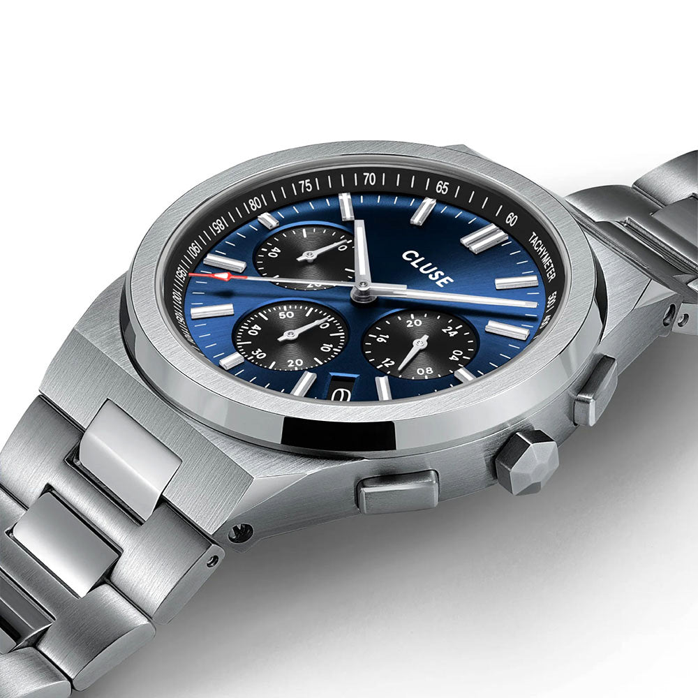 CLUSE Vigoureux Chrono Steel Dark Blue, Silver Colour