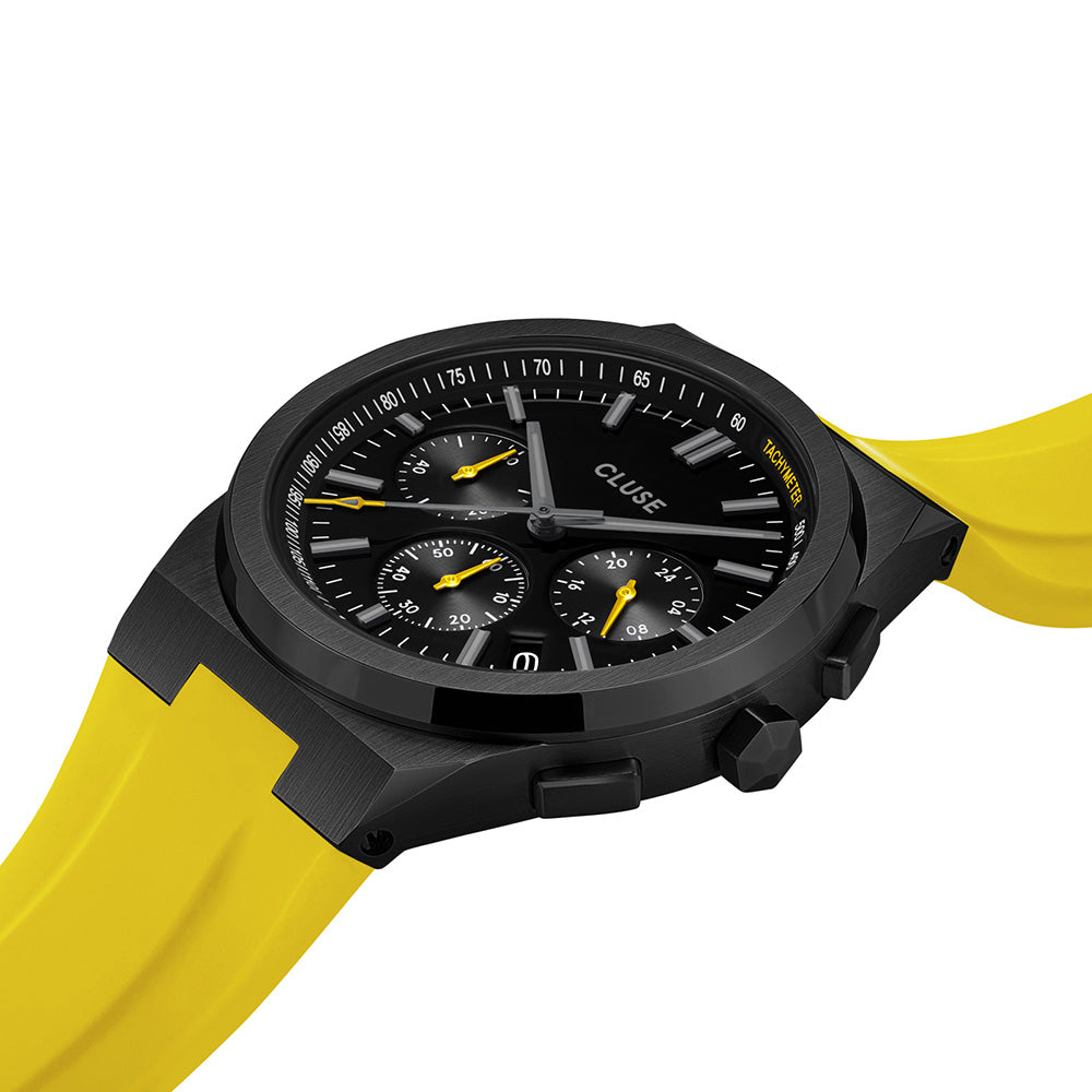 CLUSE Vigoureux Chrono Silicone Yellow, Black Colour