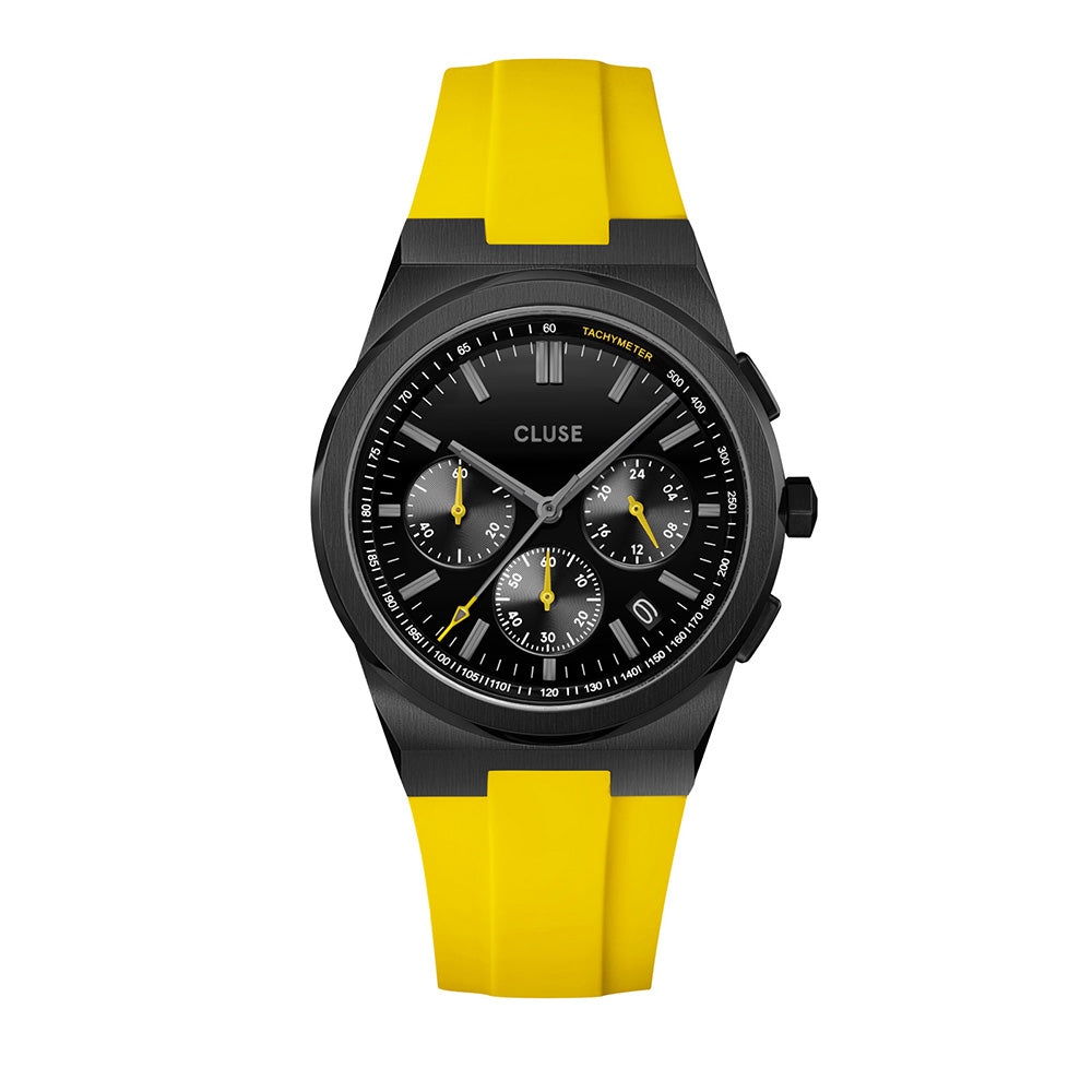 CLUSE Vigoureux Chrono Silicone Yellow, Black Colour