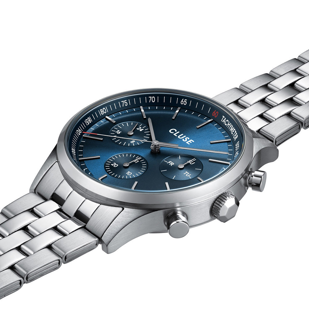 CLUSE Anthéor Multifunction Watch Steel Blue, Silver Colour