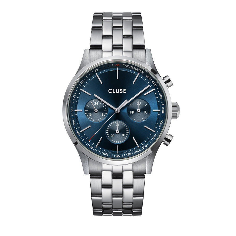 CLUSE Anthéor Multifunction Watch Steel Blue, Silver Colour