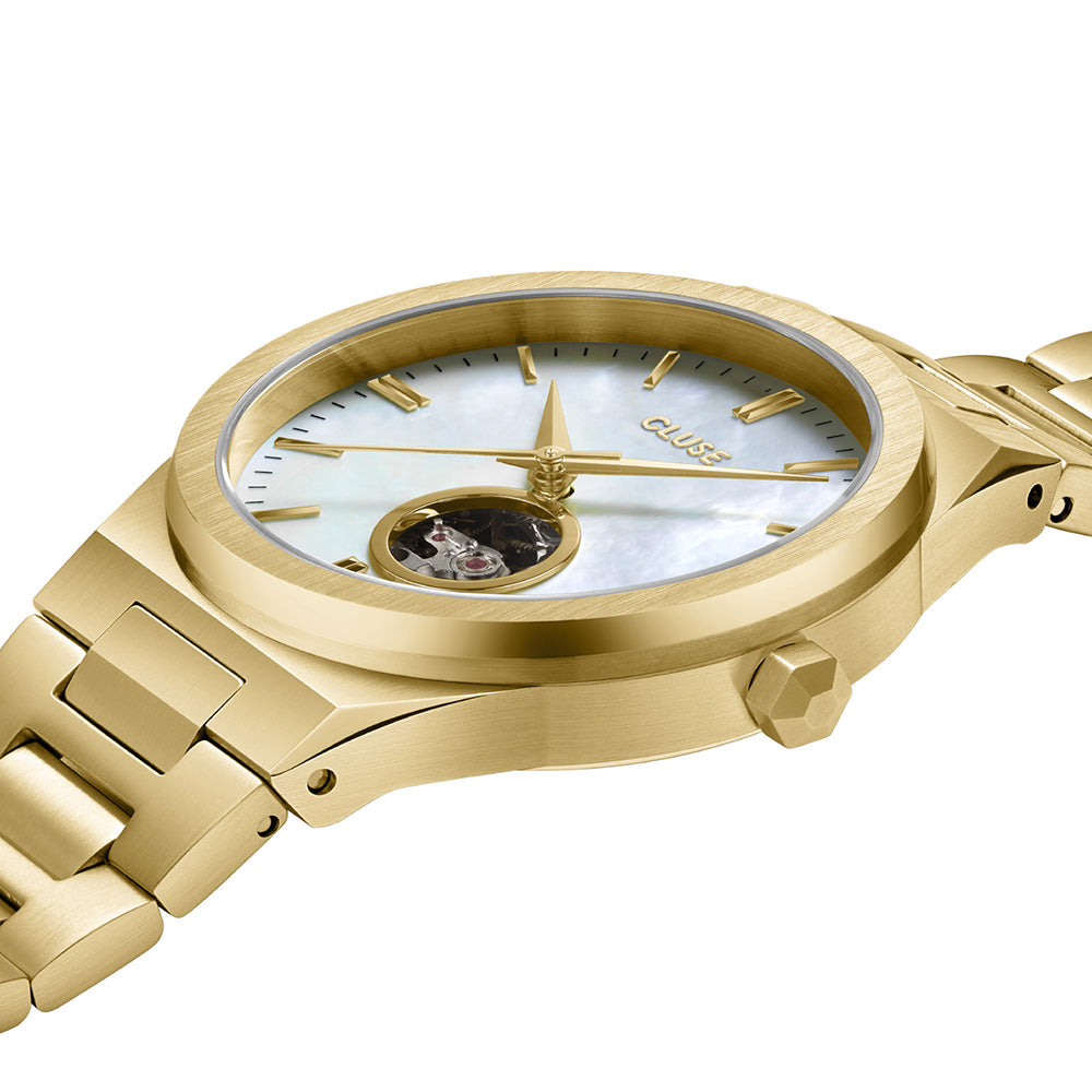 CLUSE Vigoureux 33, Special Edition Heart Beat, White MOP & Gold Colour