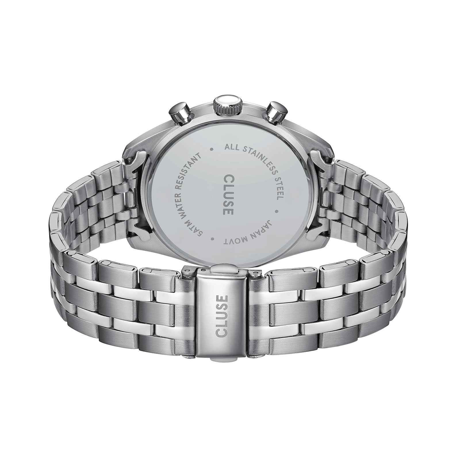 CLUSE Aravis Dual Timer Watch Steel Black Silver Colour