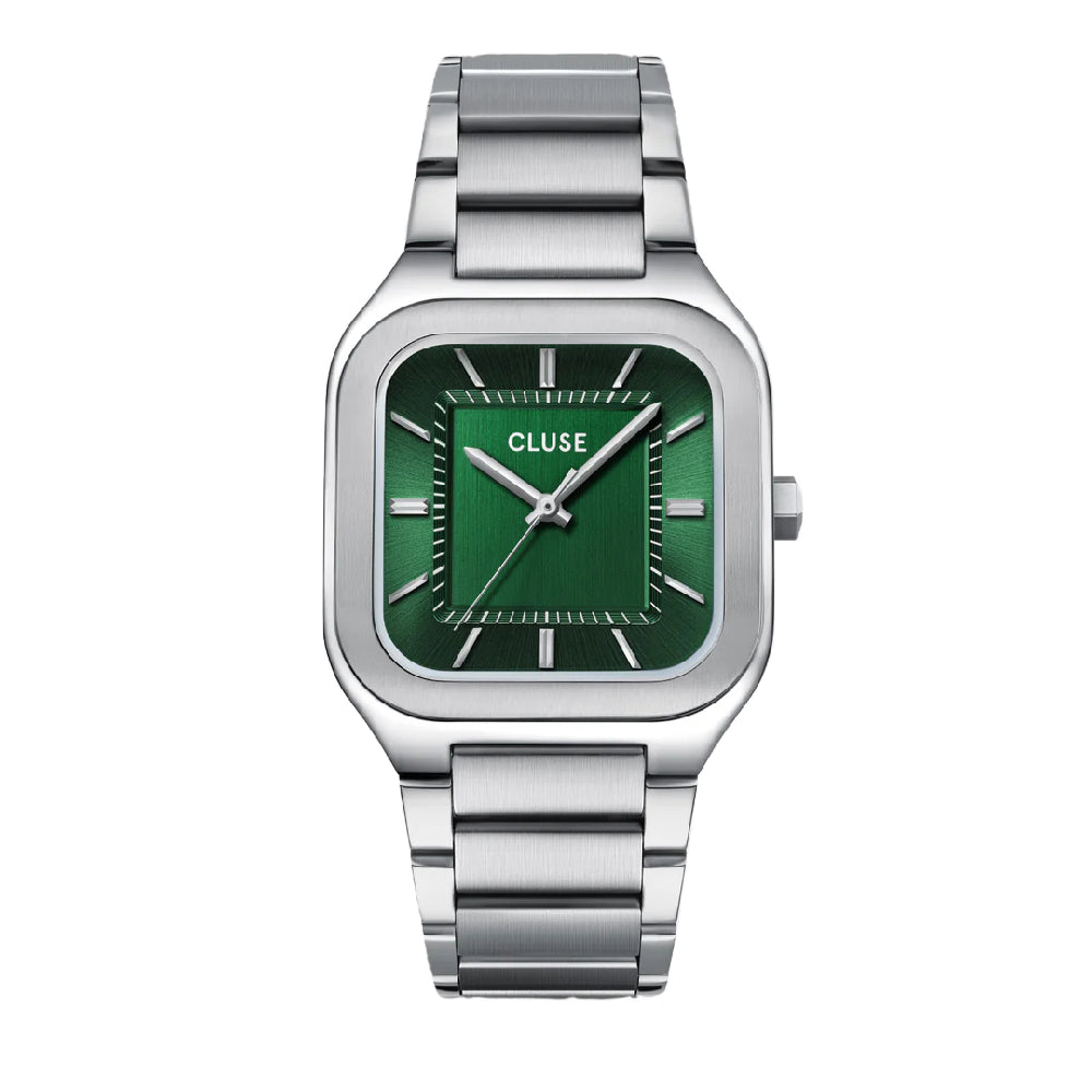 CLUSE Quadrus Watch Steel Green Silver Colour