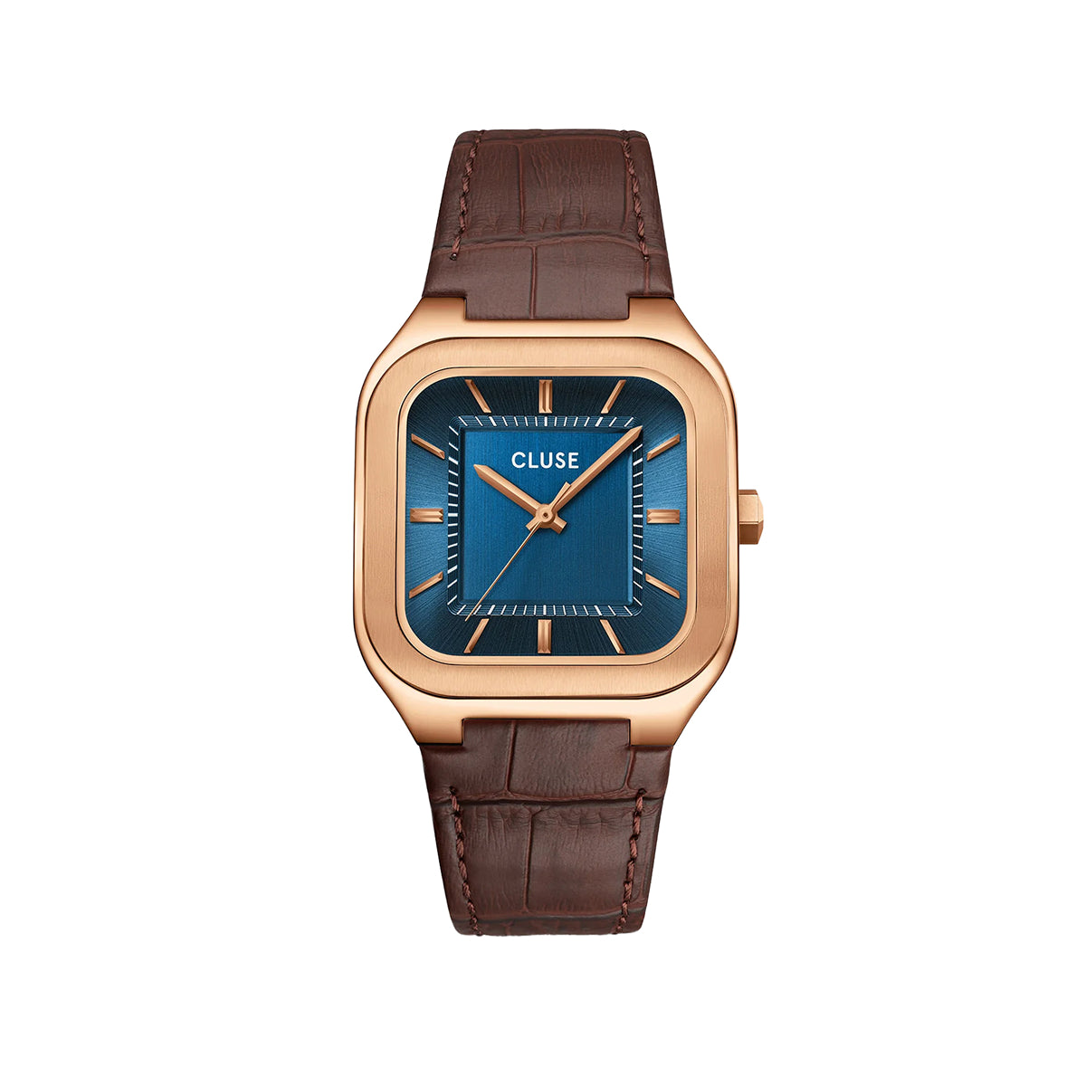 CLUSE Quadrus Watch Leather, Blue, Rose Gold Colour