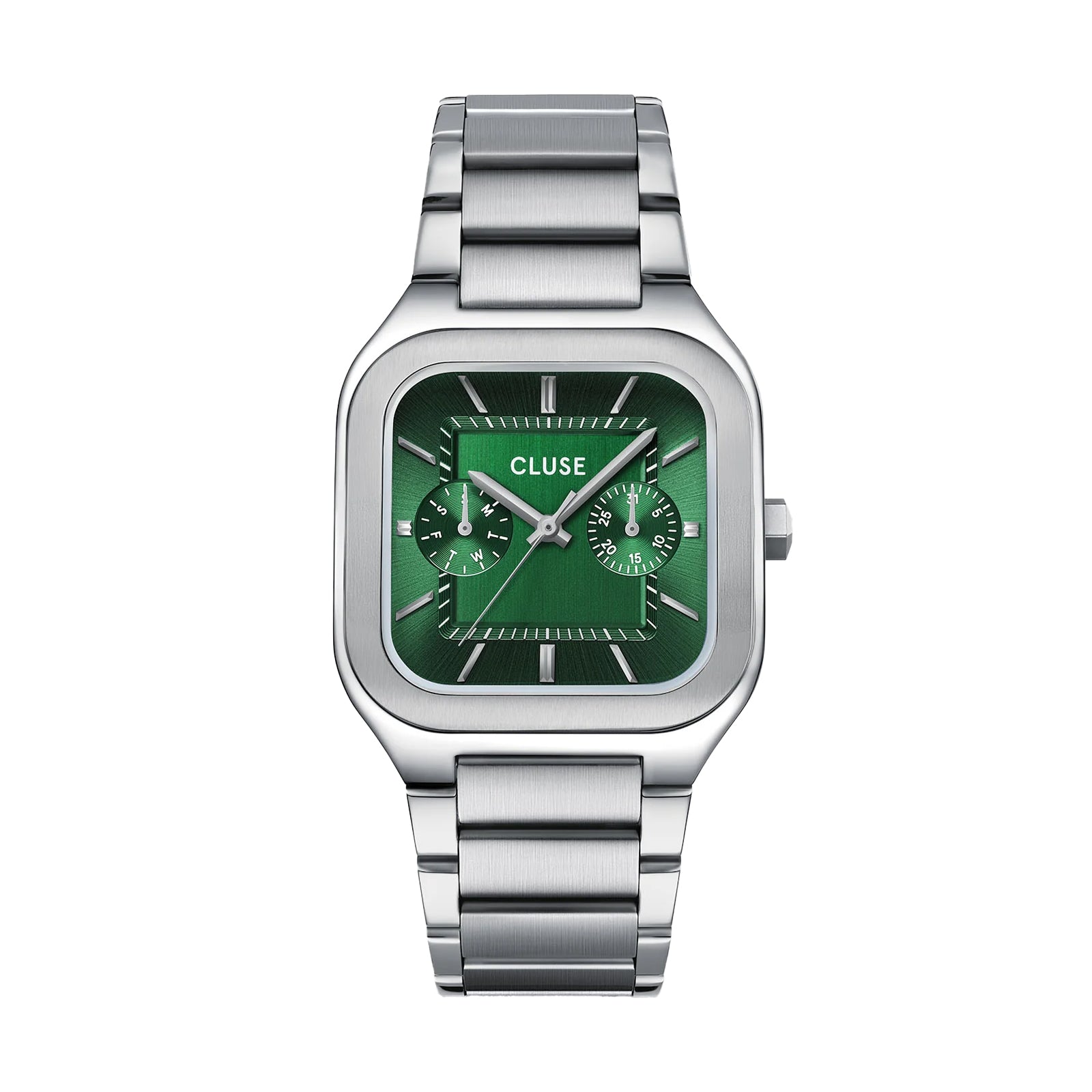 CLUSE Quadrus Multifunction Watch Steel, Green, Silver Colour