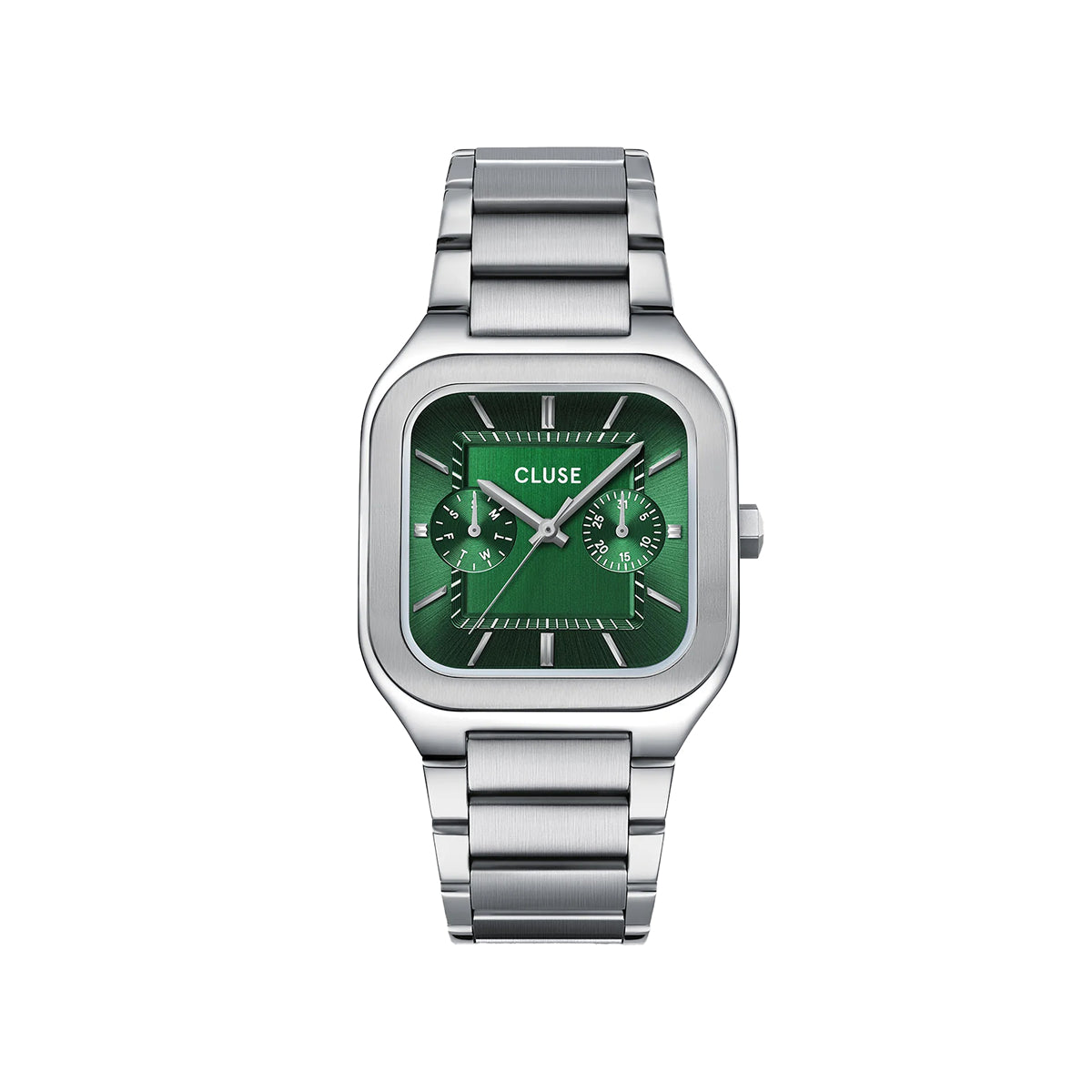 CLUSE Quadrus Multifunction Watch Steel, Green, Silver Colour