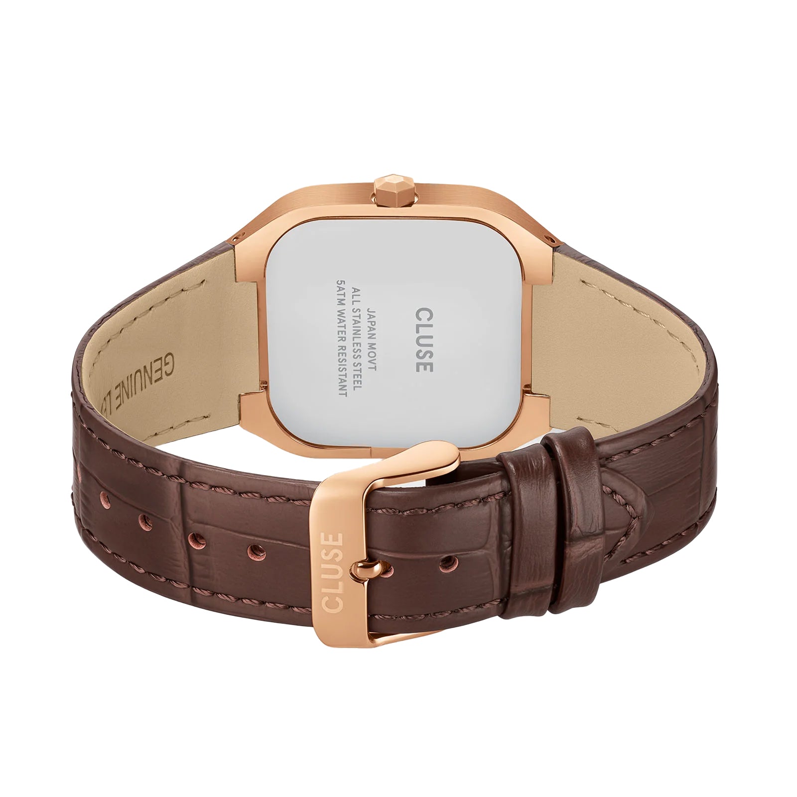 CLUSE Quadrus Multifunction Watch Leather, Green, Rose Gold Color