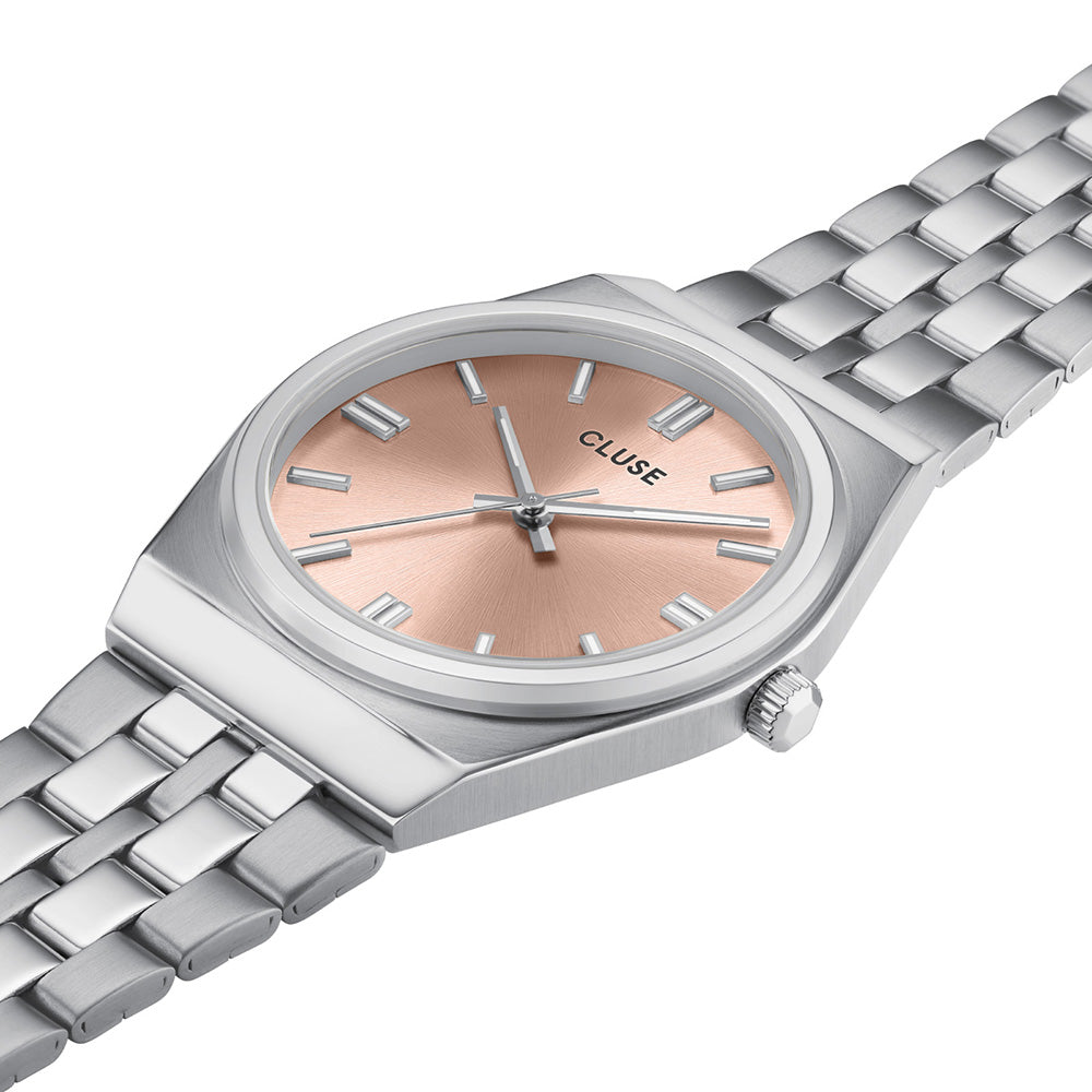 CLUSE Retro 70's Watch Steel Light Salmon Silver Colour
