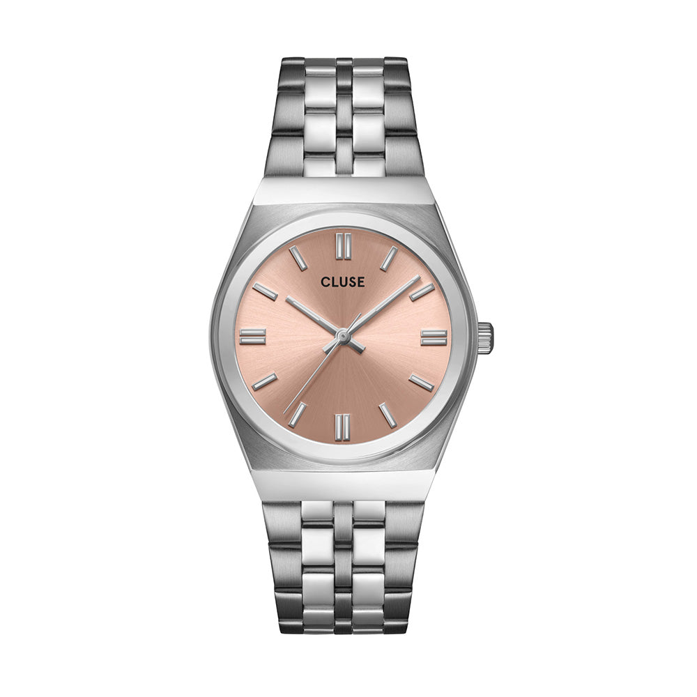 CLUSE Retro 70's Watch Steel Light Salmon Silver Colour