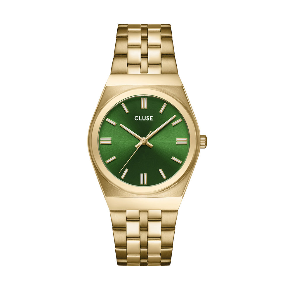 CLUSE Retro 70's Watch Steel Forest Green Gold Colour