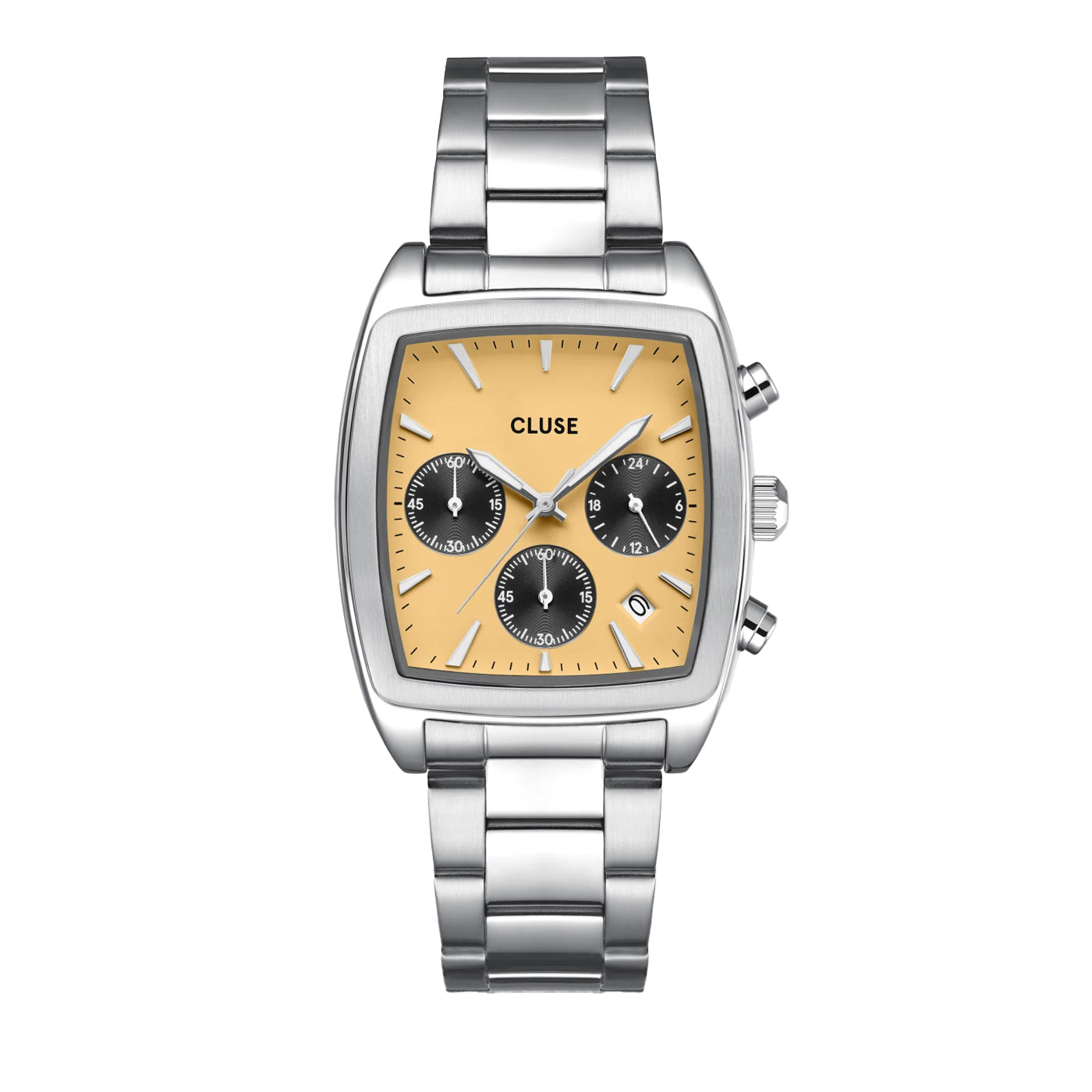 CLUSE Quartaut Chrono Watch Steel, Yellow and Grey, Silver Colour