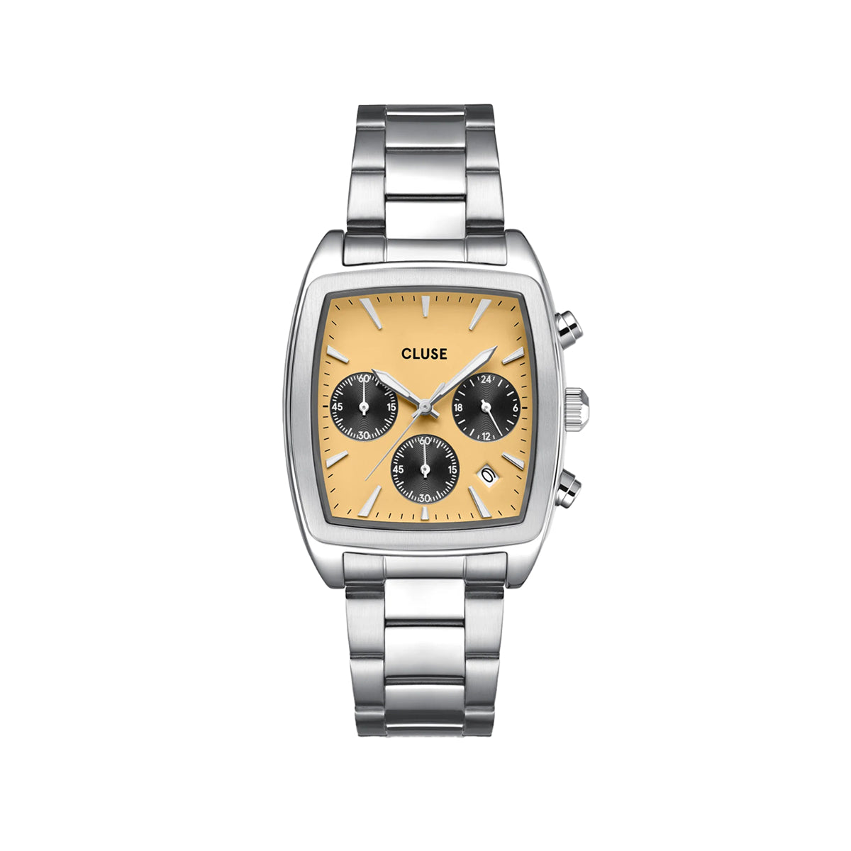 CLUSE Quartaut Chrono Watch Steel, Yellow and Grey, Silver Colour