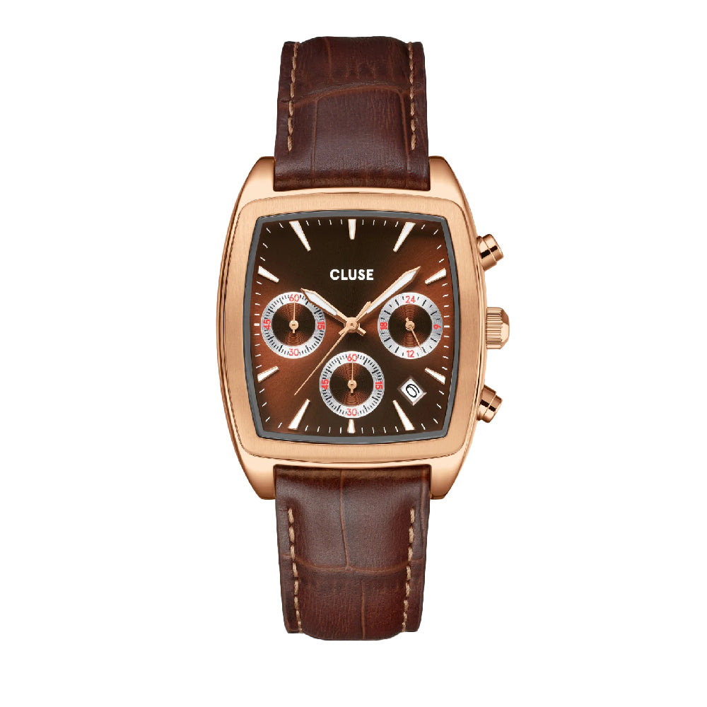 CLUSE Quartaut Chrono Watch leather Brown Rose gold Colour