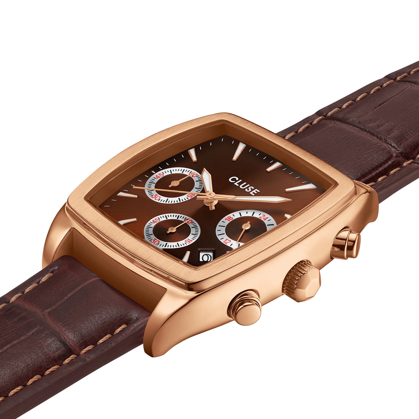 CLUSE Quartaut Chrono Watch leather Brown Rose gold Colour