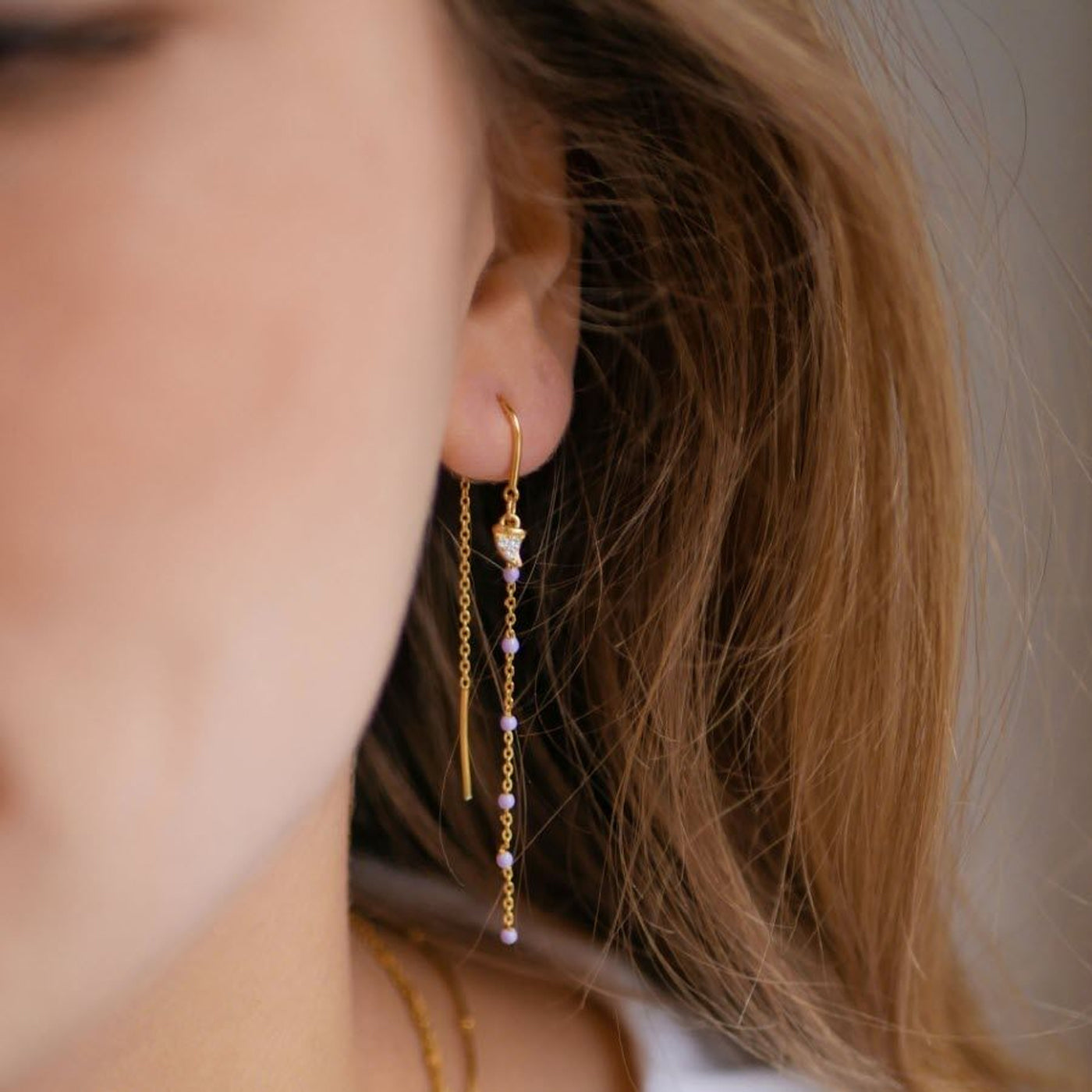 Σκουλαρίκια Enamel Pina Goldplated Purple