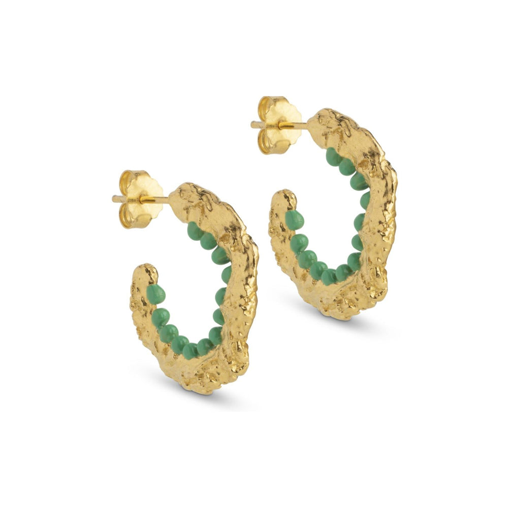 Σκουλαρίκια Enamel Enora Gold Green