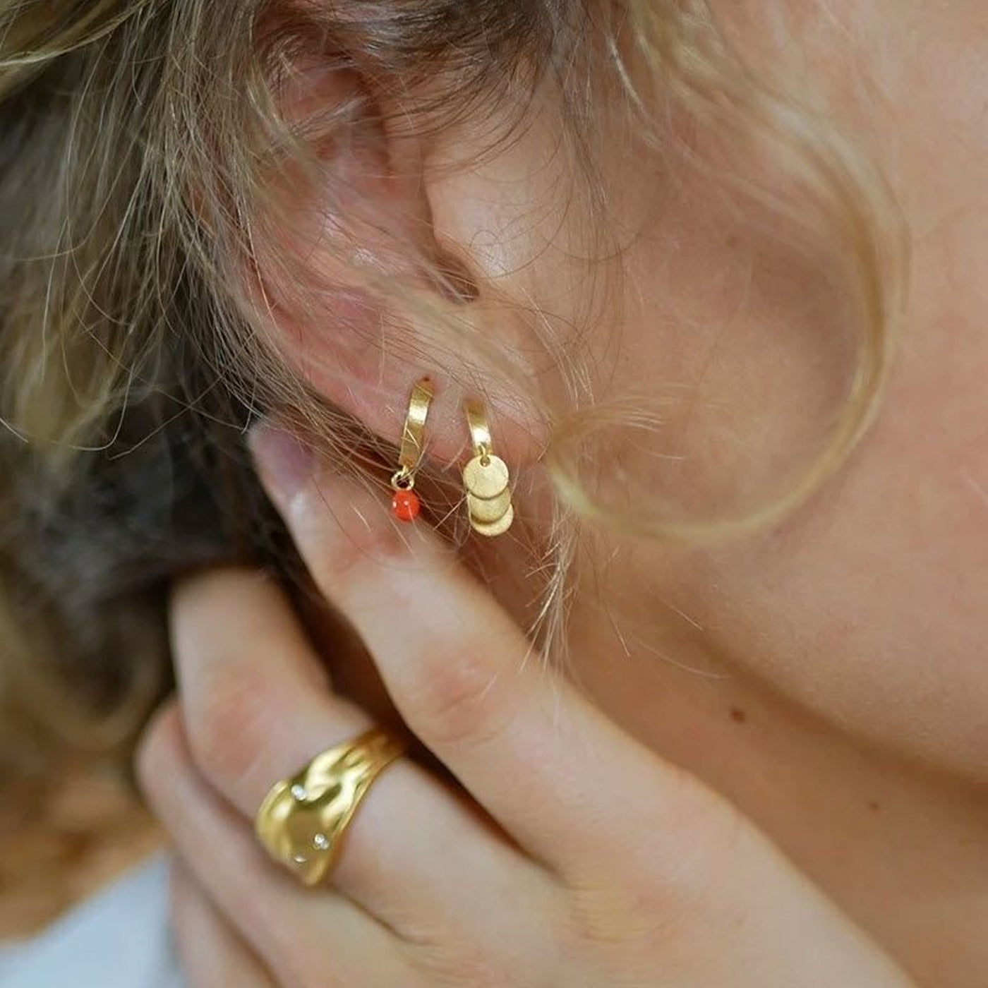 Σκουλαρίκια Enamel Petite Raindrops Gold