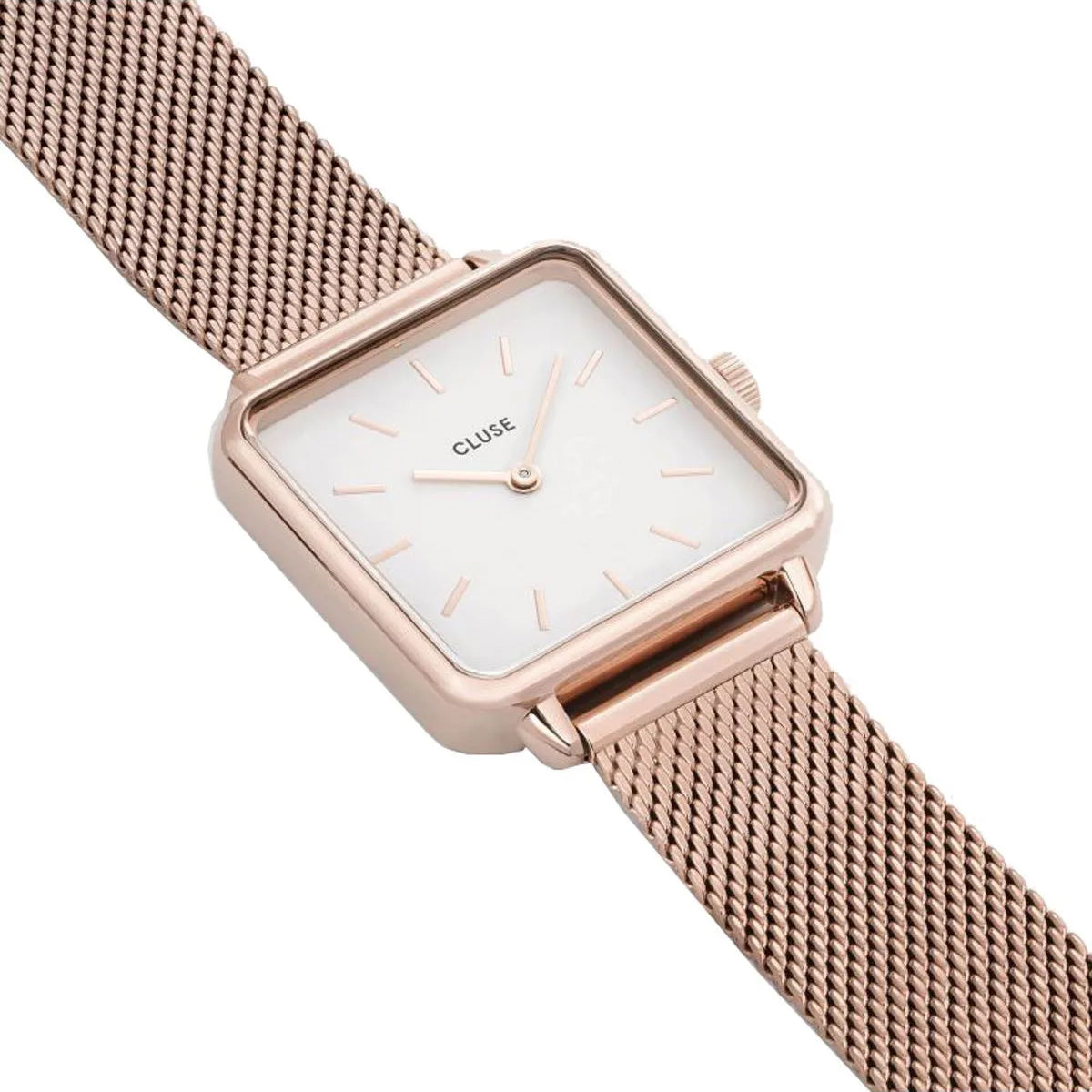 Cluse La Tétragone Rose Gold Mesh White