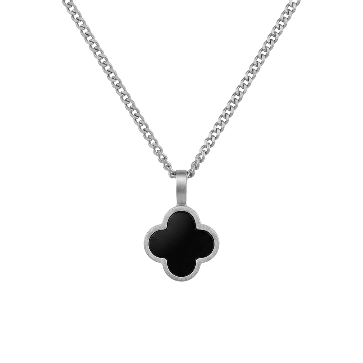 Steel & Barnett Clover Silver & Black Adjustable Necklace N-CLO01