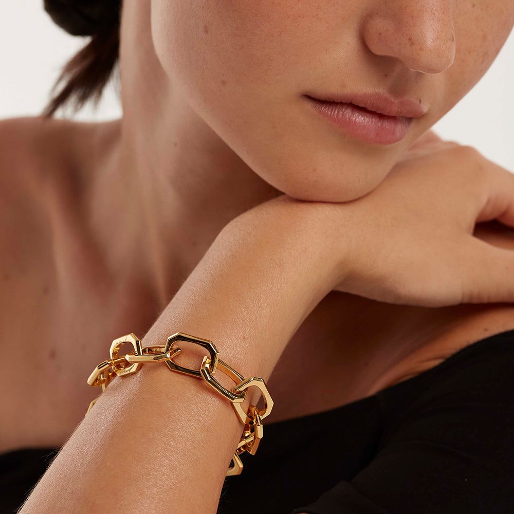 PDPaola Large Signature Chain Gold Bracelet