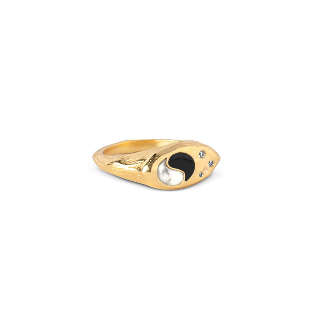 Enamel Ring Yin Yang R62GM