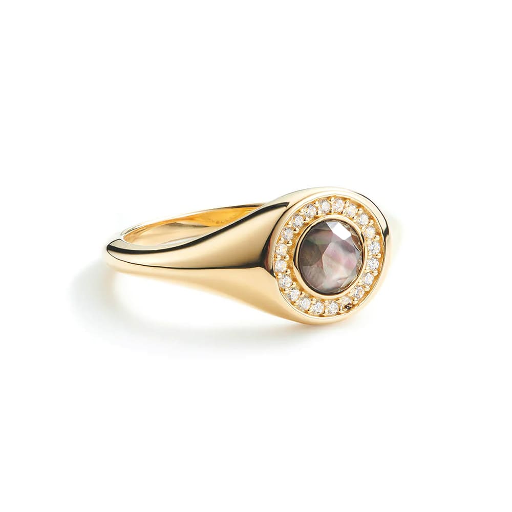 Aleyole Crystal Gold Signet Ring RG4480