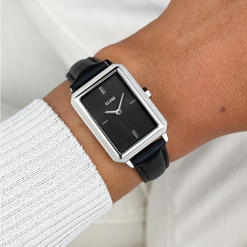 Strap 14 mm Leather Black, Silver Colour