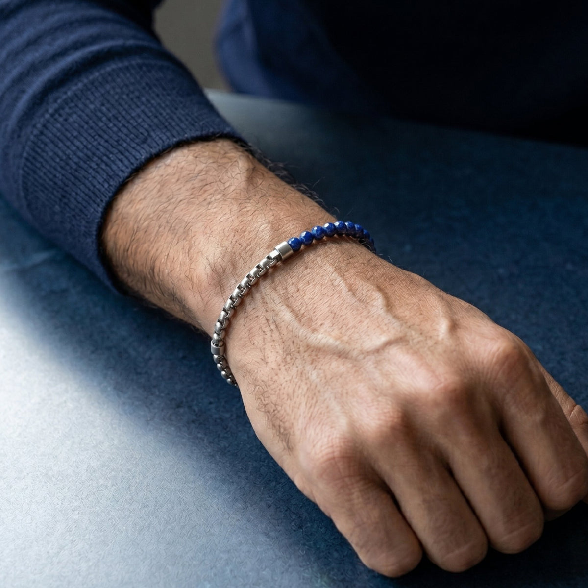 Steel & Barnett Βραχιόλι Strato Beaded Lapis Lazuli B-STR02