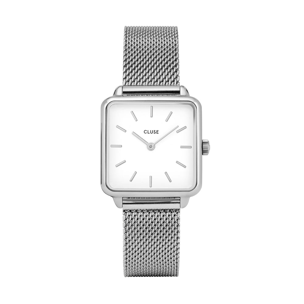 Cluse La Tétragone Silver Mesh White