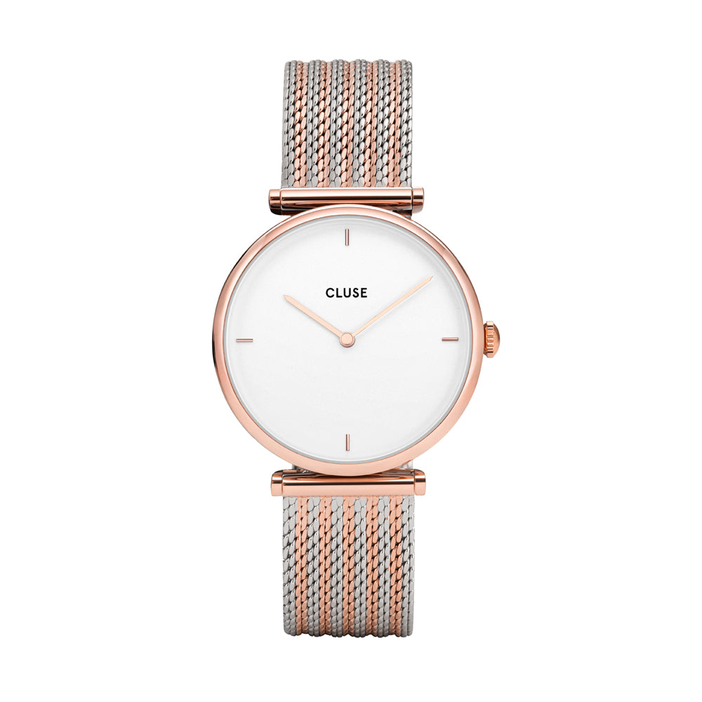 Cluse Triomphe Mesh Rose Gold | White