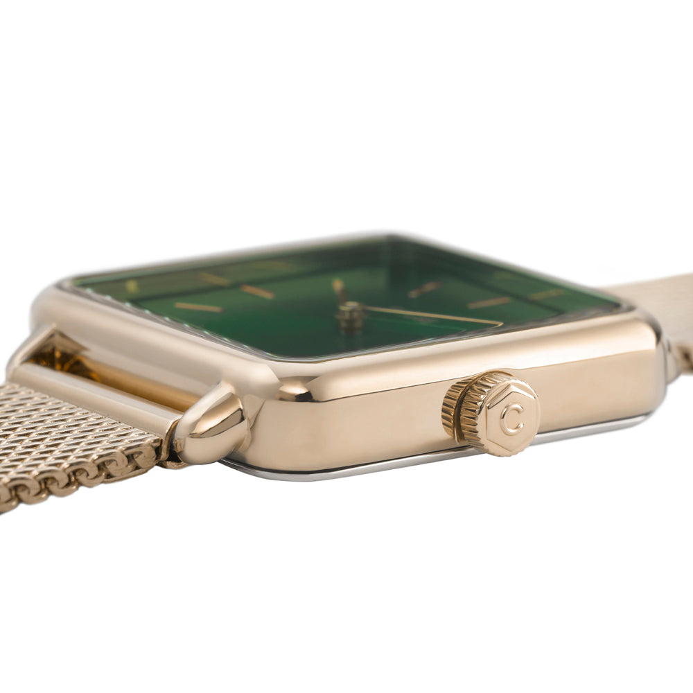 Γυναικείο Ρολόι Cluse la tétragone mesh gold/forest green