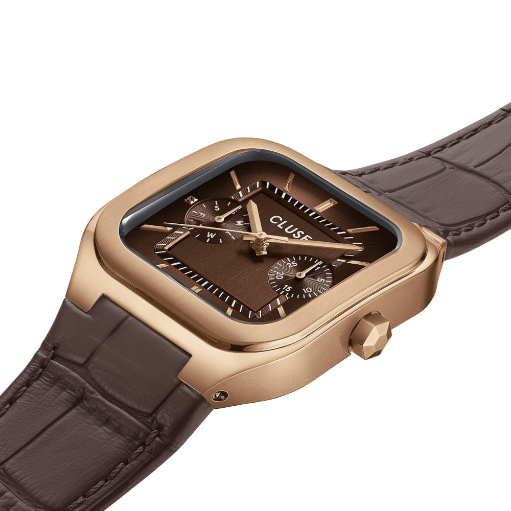 CLUSE Quadrus Multi, Leather, Brown, Rose Gold Colour CW26206