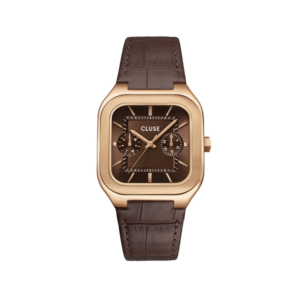 CLUSE Quadrus Multi, Leather, Brown, Rose Gold Colour CW26206