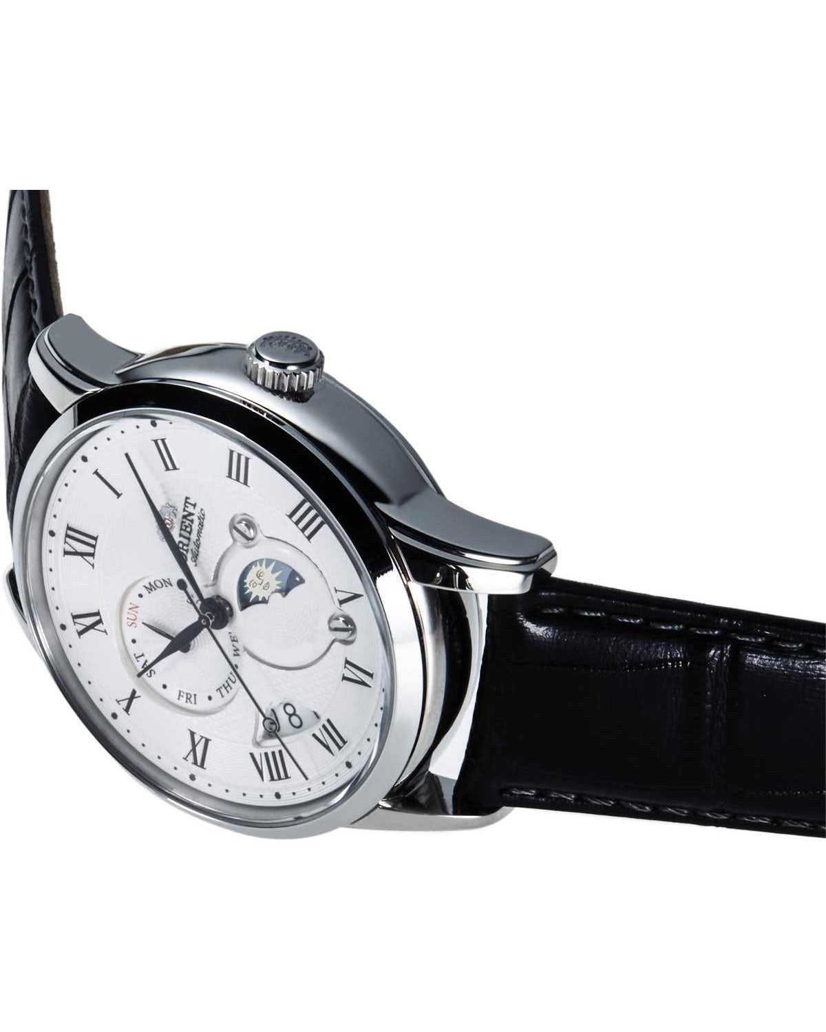 Ρολόι ORIENT Classic Sun and Moon Automatic Black Leather Strap