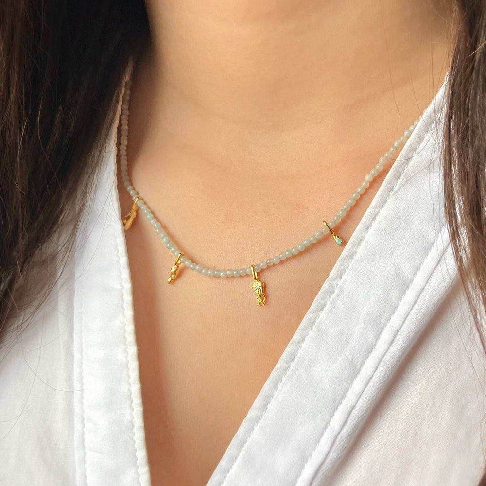 Enamel Necklace Bahama Aquamarine N88GM