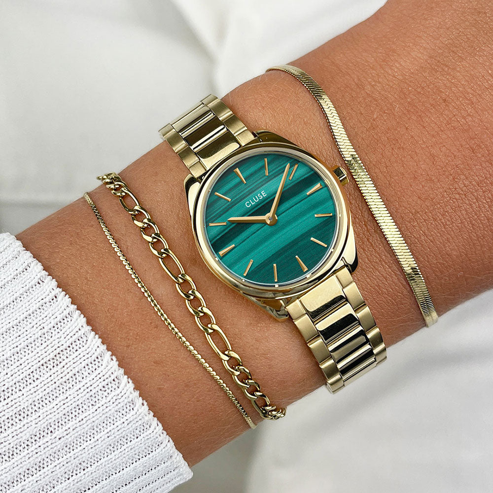 Γυναικείο Ρολόι Cluse Féroce Mini Steel Green Gold
