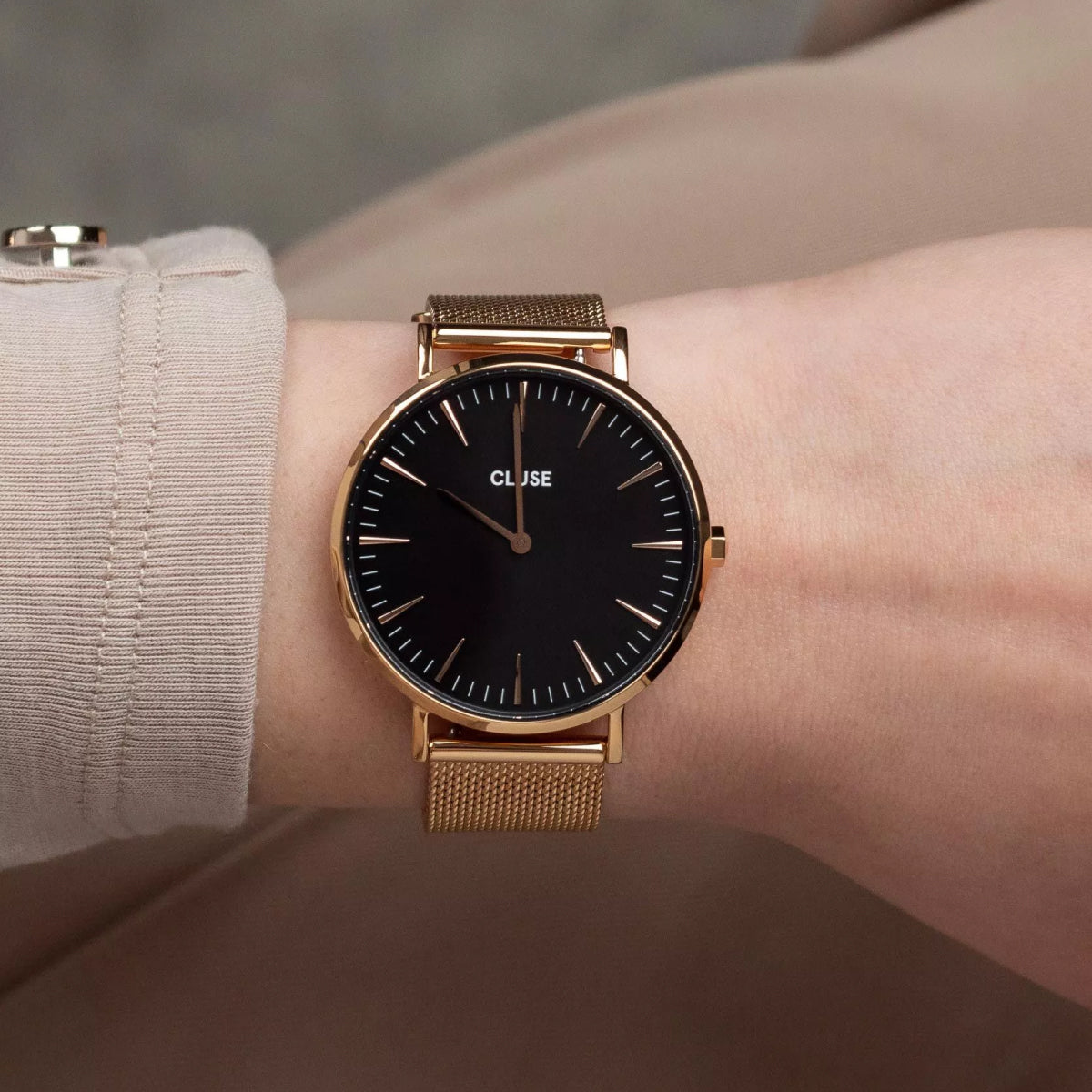 CLUSE La Boheme Silver Metal Strap Rose Gold/Black