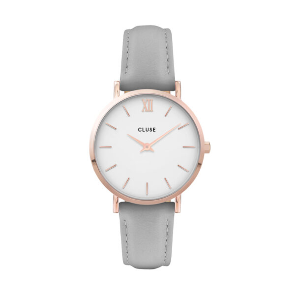 Cluse Minuit Leather Grey, Rose Gold Colour