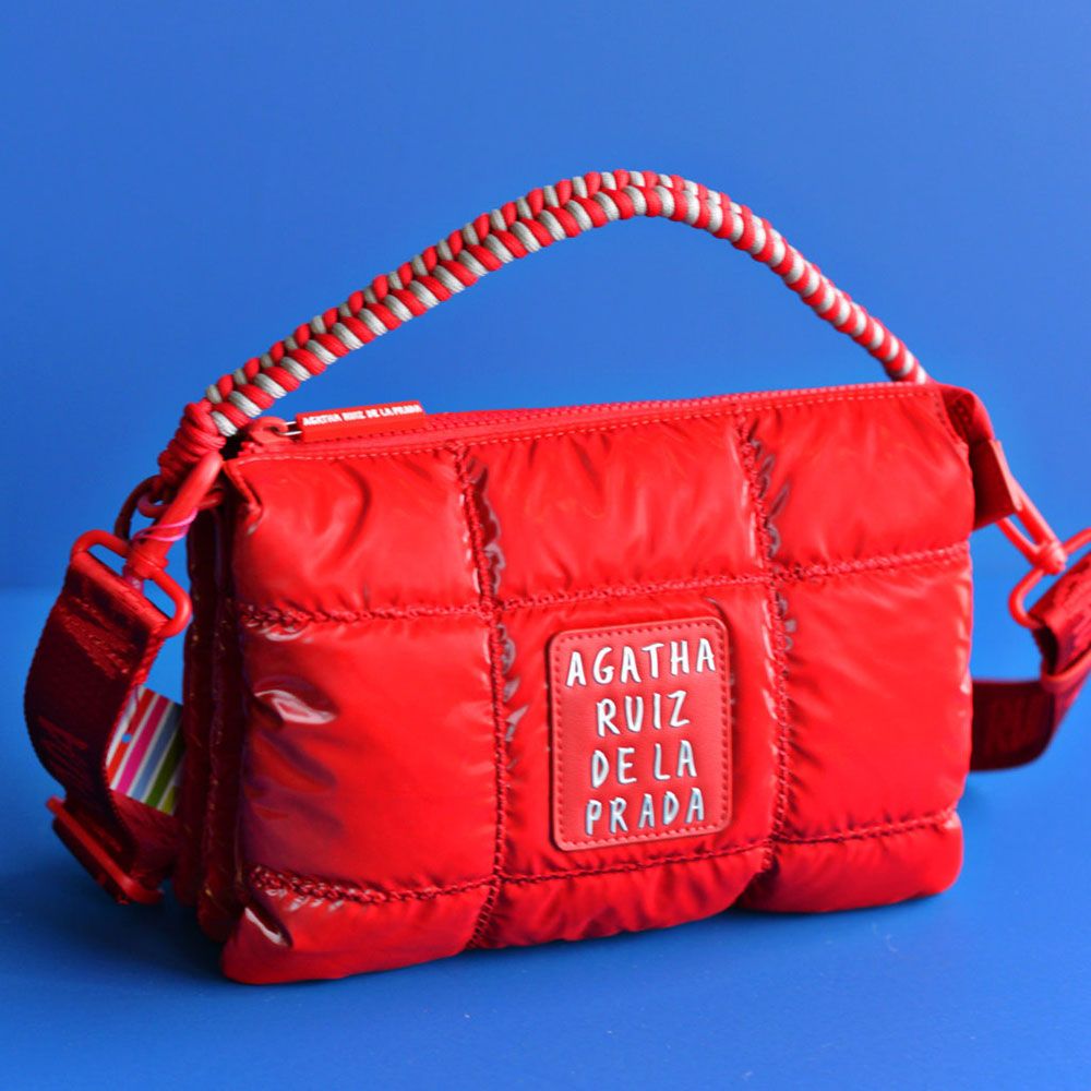 22309J Agatha Ruiz De La Prada Red Quilted Checkered Shoulder Bag