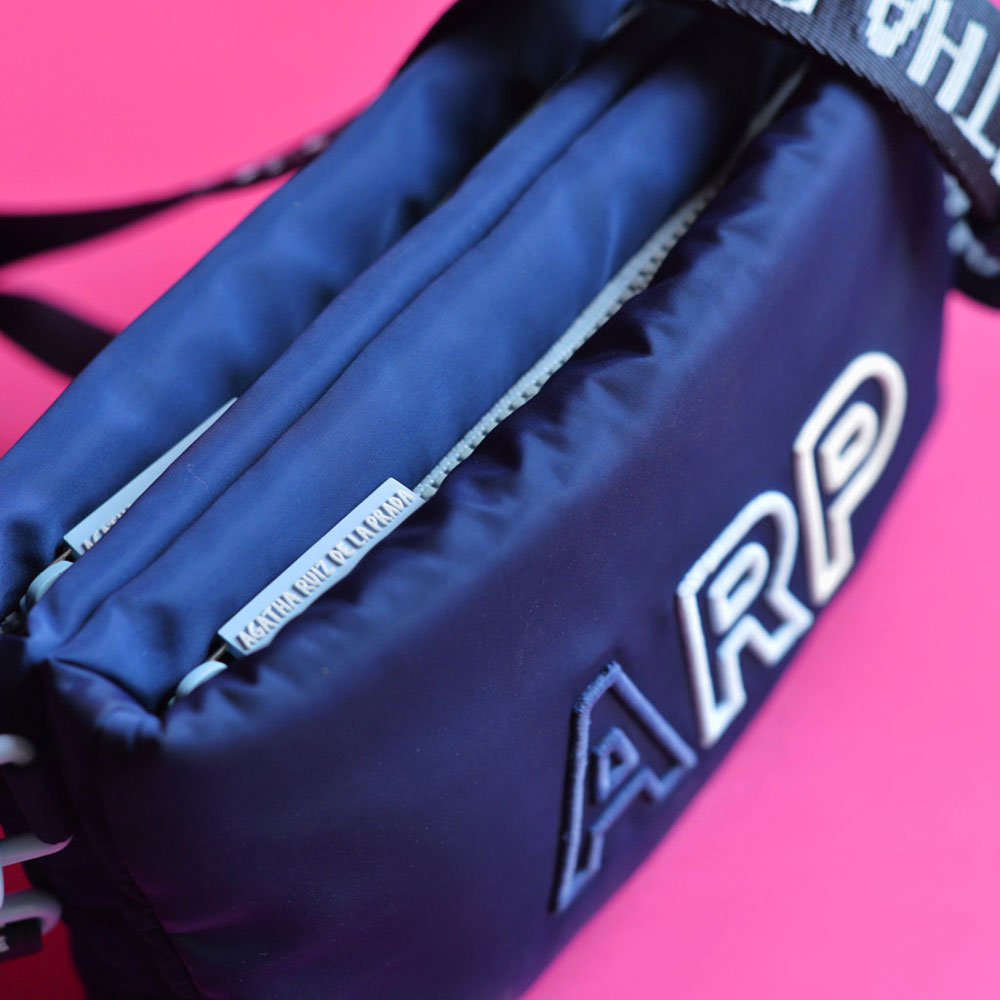 22314A Agatha Ruiz De La Prada Blue Embroidered Flat Shoulder Bag